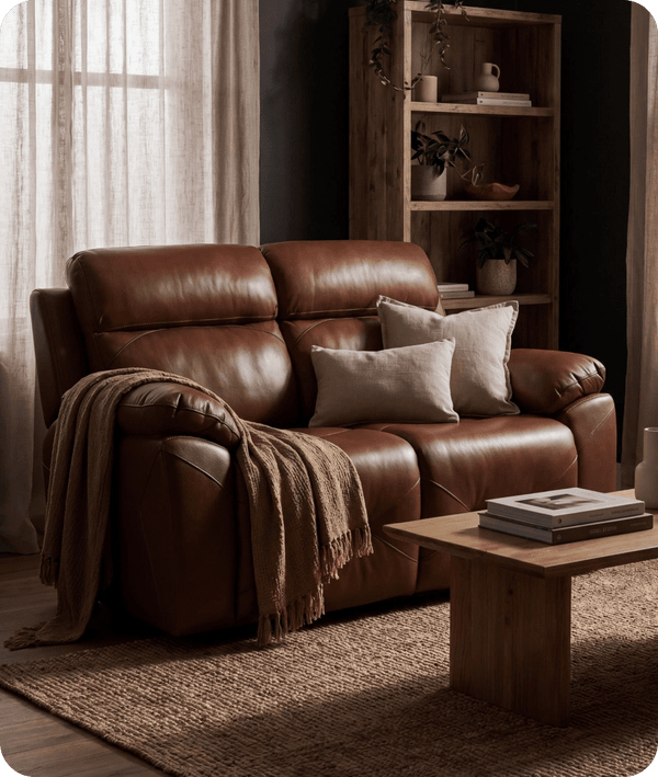 Milano Genuine Leather Tan Electric Power Recliner 2 Seater
