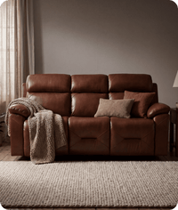 Milano Genuine Leather Tan Electric Power Recliner 3 Seater