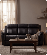 Martini Genuine Leather Black Electric Power Recliner 3 Seater Sofa