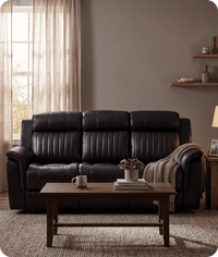 Martini Genuine Leather Black Electric Power Recliner 3 Seater Sofa