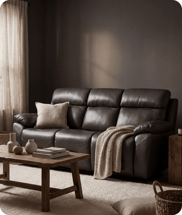 Milano Genuine Leather  Grey Electric Power Recliner 3 Seater Sofa