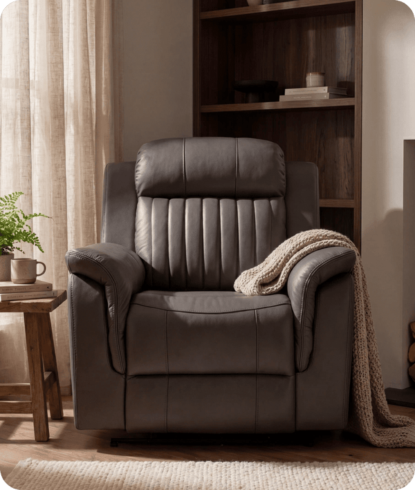 Martini Genuine Leather Grey Electric Power Recliner Armchair