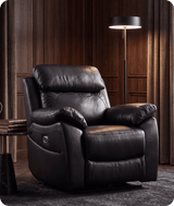 Torino Genuine Leather Black  Electric Power Recliner Armchair