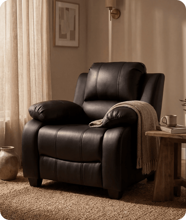 Veloura Black Leather Armchair