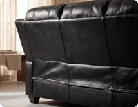 Veloura Black Leather 3 Seater Sofa