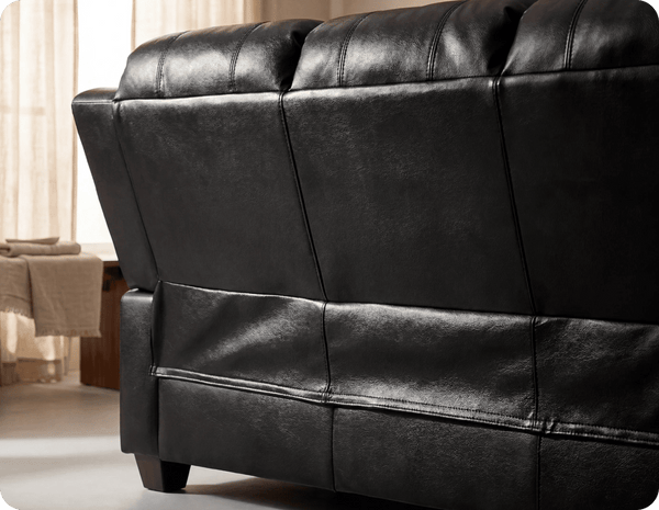 Veloura Black Leather 3 Seater Sofa