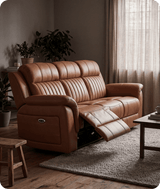 Martini Genuine Leather Caramel Electric Power Recliner 3 Seater