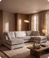 Westminster Silver Alaska Fabric U Shape High Back Corner Sofa