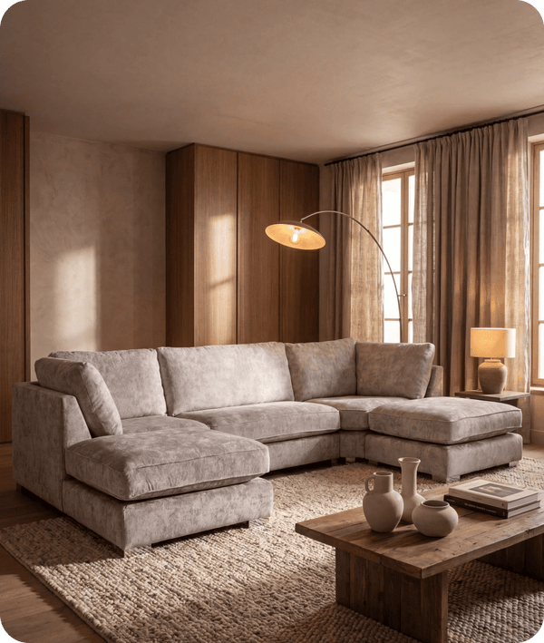Westminster Silver Alaska Fabric U Shape High Back Corner Sofa