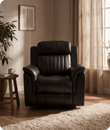 Martini Genuine Leather Black Electric Power Recliner Armchair