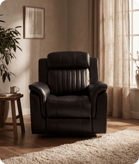 Martini Genuine Leather Black Electric Power Recliner Armchair