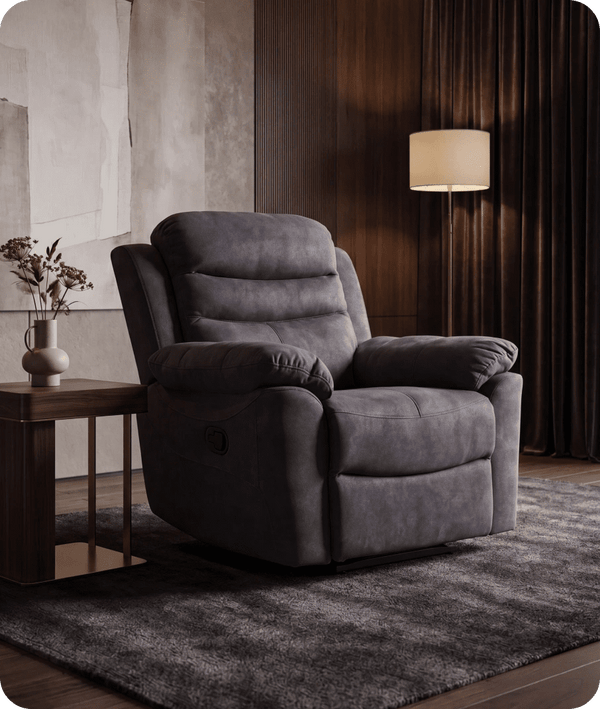 Bristol Grey Fabric Manual Recliner Armchair