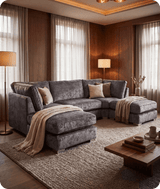 Westminster Coal Alaska Fabric U Shape High Back Corner Sofa