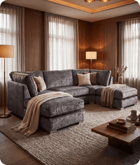 Westminster Coal Alaska Fabric U Shape High Back Corner Sofa