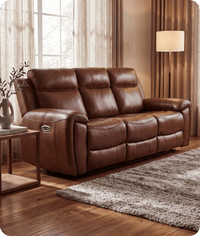 Leo Genuine Leather Tan Electric Power Recliner 3 Seater