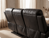 Milano Genuine Leather Black Electric Power Recliner 3 Seater Sofa