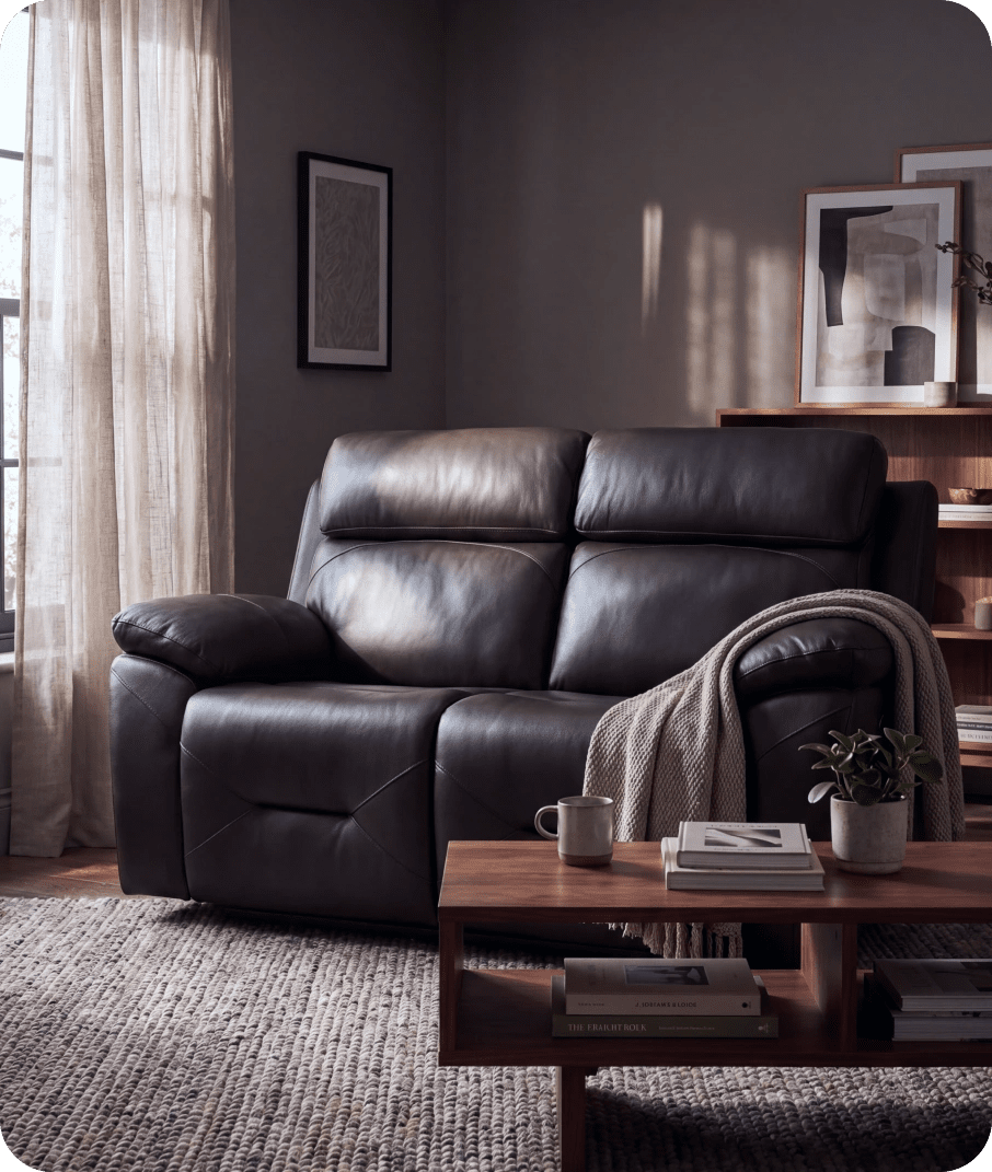 Milano Genuine Leather Grey Electric Power Recliner 2 Seater Sofa