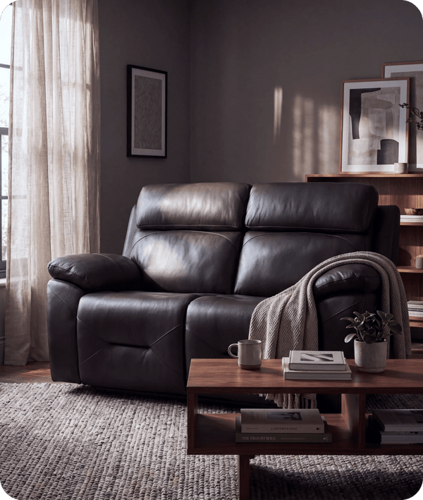 Milano Genuine Leather Grey Electric Power Recliner 2 Seater Sofa