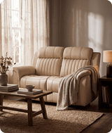 Martini Genuine Leather Cream Electric Power Recliner 2 Seater Sofa