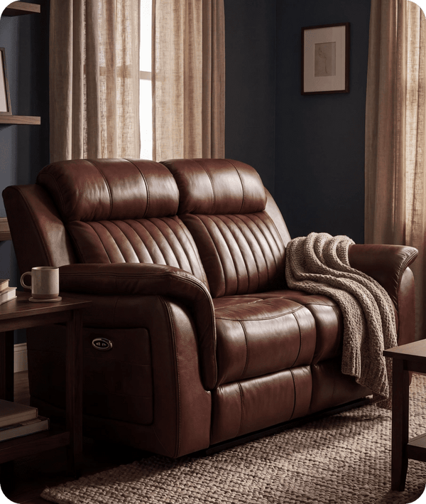 Martini Genuine Leather Tan Electric Power Recliner 2 Seater Sofa