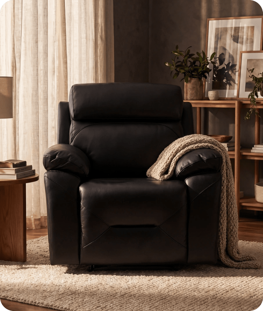 Milano Black Leather Electric Recliner Armchair