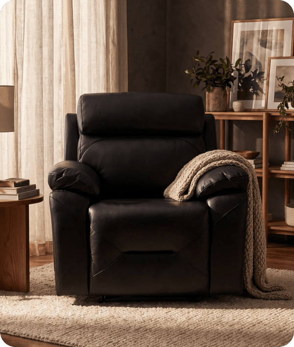 Milano Black Leather Electric Recliner Armchair