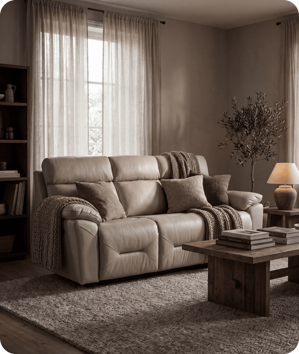 Milano Genuine Leather Light Grey Electric Power Recliner 3 Seater Sofa