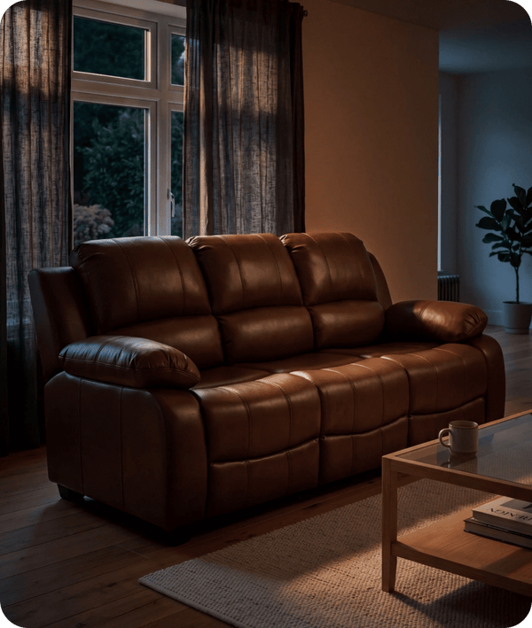 Veloura Tan Leather 3 Seater Sofa