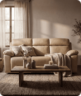 Milano Genuine Leather Cream Electric Power Recliner 3 Seater Sofa