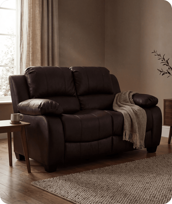 Veloura Brown Leather 2 Seater Sofa