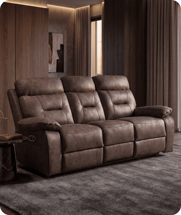Nova Brown Leather 3 Seater Sofa