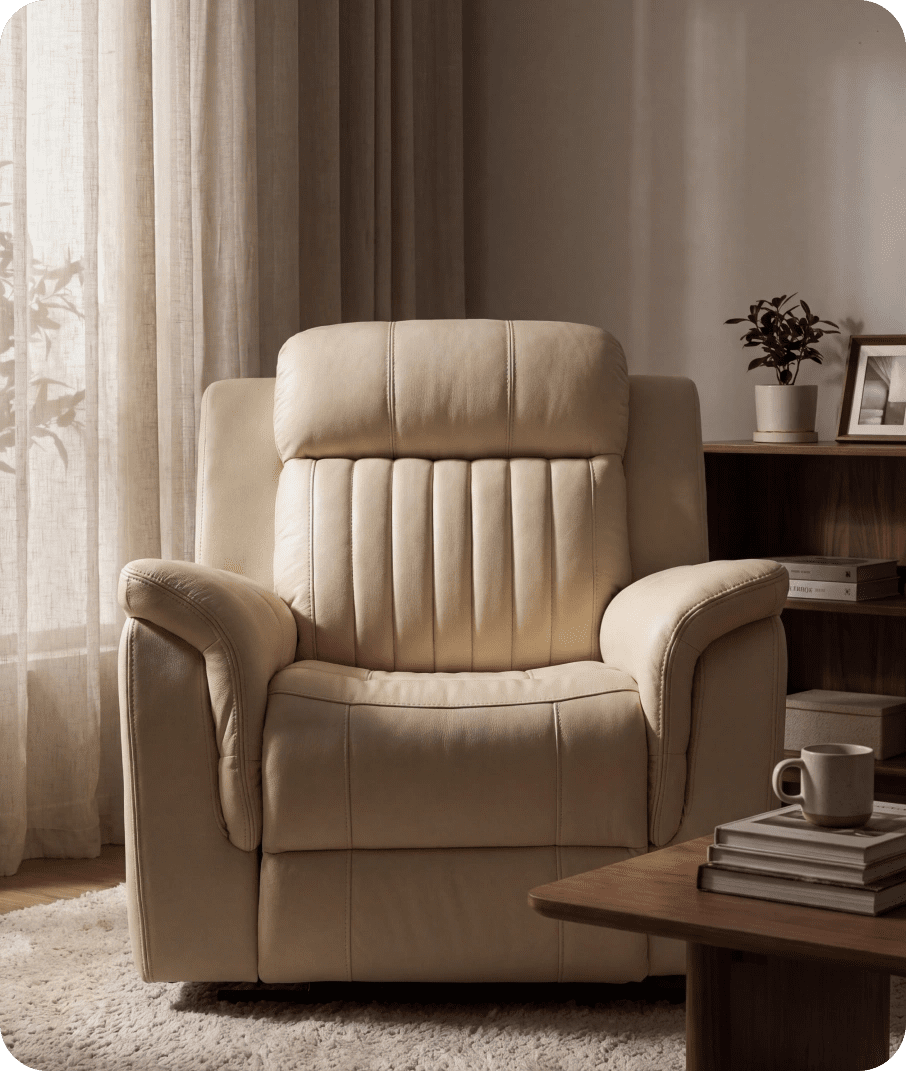 Martini Cream Leather Power Recliner Armchair