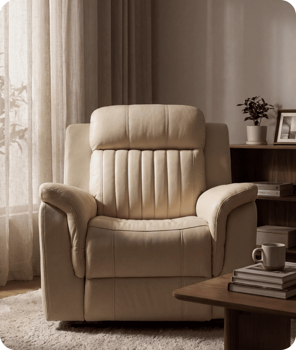 Martini Cream Leather Power Recliner Armchair