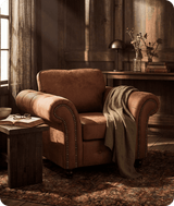 Savile Tan Suede Armchair