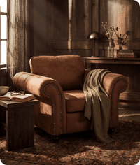 Savile Tan Suede Armchair