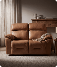 Milano Genuine Leather Caramel Electric Power Recliner 2 Seater Sofa