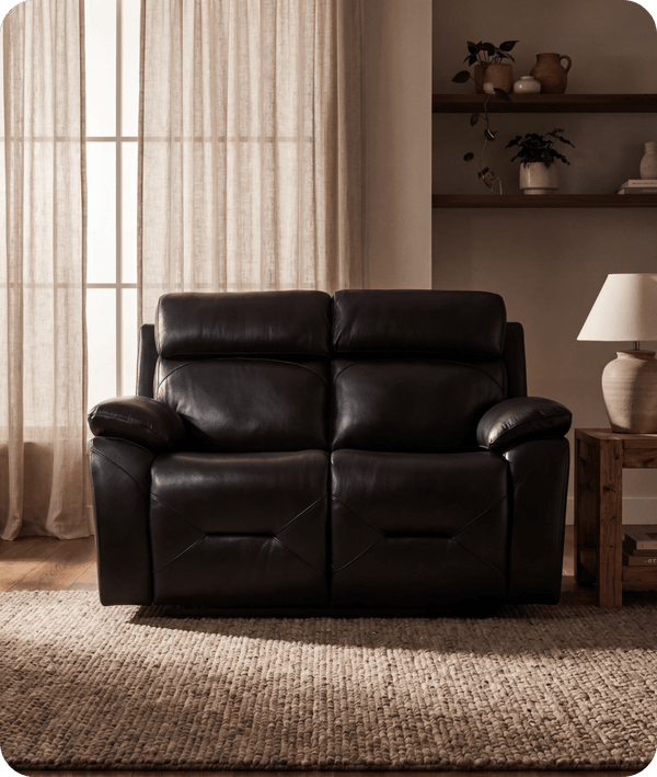 Milano Genuine Leather Black Electric Power Recliner 2 Seater Sofa