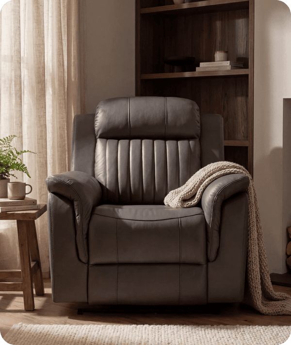 Martini Genuine Leather Grey Electric Power Recliner Armchair