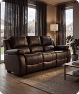 Veloura Brown Leather 3 Seater Sofa