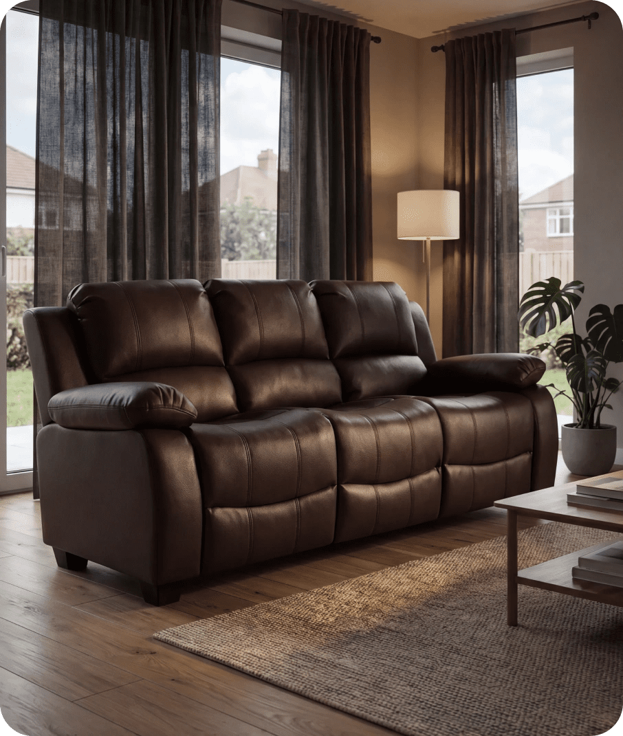 Veloura Brown Leather 3 Seater Sofa