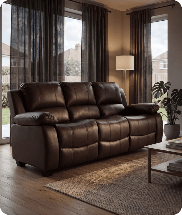 Veloura Brown Leather 3 Seater Sofa