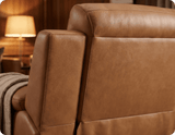 Leo Genuine Leather Caramel Armchair with Electric Power Recliner