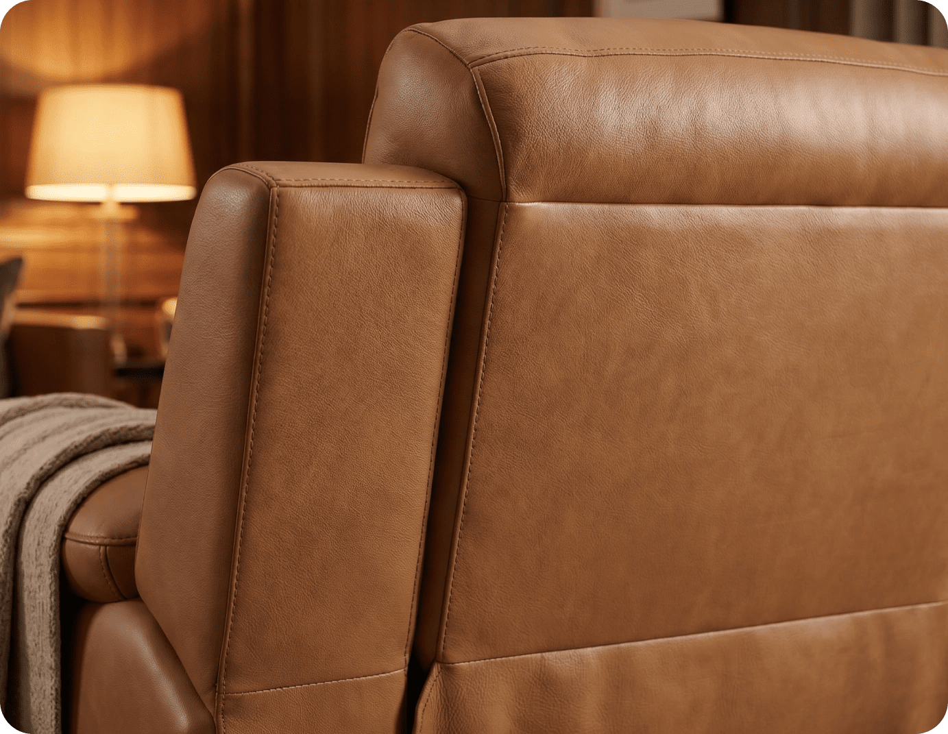 Leo Genuine Leather Caramel Armchair with Electric Power Recliner