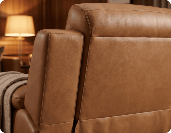Leo Genuine Leather Caramel Armchair with Electric Power Recliner
