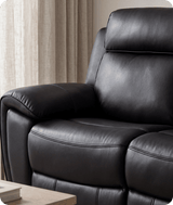 Leo Genuine Leather Black Electric Power Recliner 3 Seater Sofa