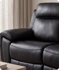 Leo Genuine Leather Black Electric Power Recliner 3 Seater Sofa