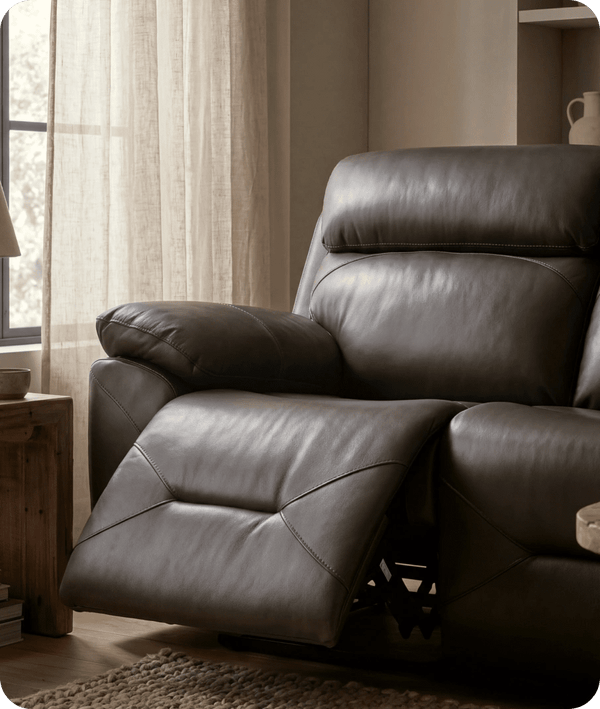 Milano Genuine Leather  Grey Electric Power Recliner 3 Seater Sofa