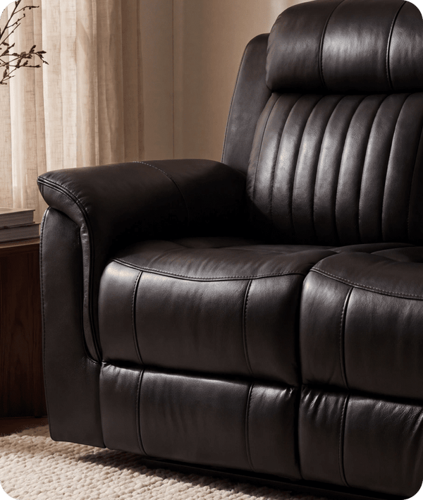 Martini Genuine Leather Black Electric Power Recliner 3 Seater Sofa