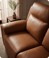 Leo Genuine Leather Caramel Electric Power Recliner 2 Seater Sofa