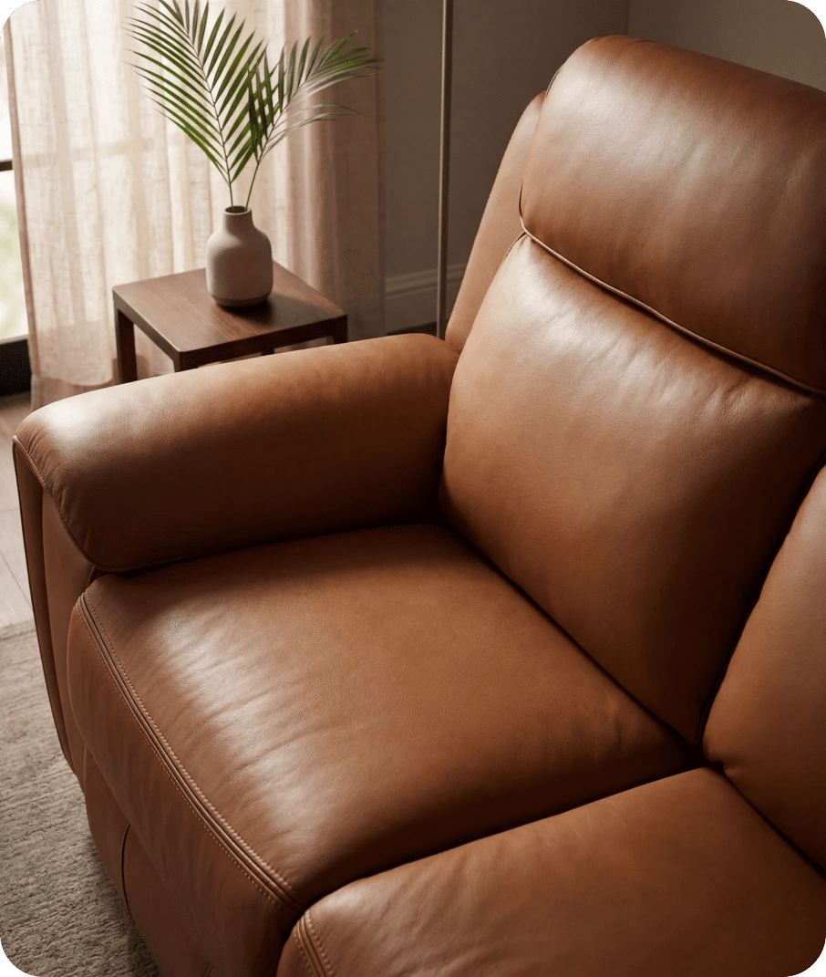Leo Genuine Leather Caramel Electric Power Recliner 2 Seater Sofa